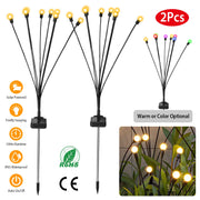 2Pcs Solar Firefly Lights Swaying Decorative Pathway Lamp IP65 Waterproof Landscape Patio Yard Night Light