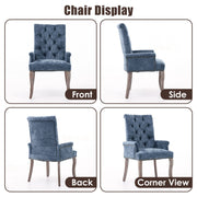 Tufted Dining Chair with Nailhead Trim & Curved Wood Legs