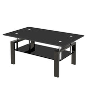 Tempered Glass Coffee Table with 2-Layer Design