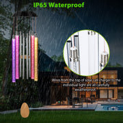 Solar Wind Chime Lights 7 Color Changing Decorative Lamp IP65 Waterproof Hanging String Lights w/ Dual Pendants For Home Garden Party Festival
