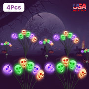Solar Skull Lights Outdoor Halloween Decorations 4 Pack