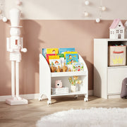 Kids Bookshelf with Wheels - 3-Tier Front Display Organizer