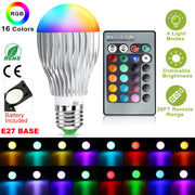 9W LED Light Bulb E27 RGB Lamp Bulb 16 Colors Changable 24-key IR Remote Control for Decor Mood Lighting