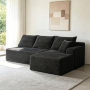 96" L-Shaped Sectional Sofa with Chaise in Plush Corduroy