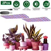 2Pcs Ultra-Thin LED Grow Lights for Indoor Plants with 126Pcs LEDs Full Spectrum Under Cabinet Plant Growing Light Panel 3/9/12H Timer 9 Dimmable Leve
