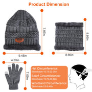 Winter Knitted Hat Scarf Gloves 3Pcs Winter Warm Beanie and Touch Screen Gloves Scarf Set Knit Beanie Skull Cap Neck Warmer Mittens for Men Women