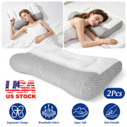 Ergonomic Bed Pillow with Dual Height Design & Breathable Mesh