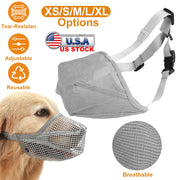 Pet Muzzle Mask Soft Mesh Muzzle Adjustable Dog Mouth Cover with Breathable Mesh Adjustable Neck Forehead Strap for Anti Biting Barking Chewing