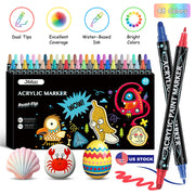 Dual Tip Acrylic Paint Markers Set - Water-Based & Quick-Dry