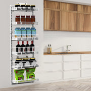 Over The Door Pantry Organizer 6-Tier Pantry Door Organizer Carbon Steel 110LBS Loading Easy Install Behind Door Storage For Closet Kitchen Bathroom 5