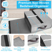 4Pcs Bed Sheet Set Organizers Foldable Bedsheets Storage Bins For Clothing Duvet Cover Pillowcase King Queen Bedsheet Closet Bedding Container With La