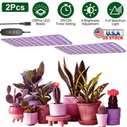 2Pcs Ultra-Thin LED Grow Lights for Indoor Plants with 126Pcs LEDs Full Spectrum Under Cabinet Plant Growing Light Panel 3/9/12H Timer 9 Dimmable Leve