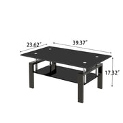 Tempered Glass Coffee Table with 2-Layer Design