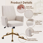 Mid-Back Velvet Office Chair with Memory Foam Cushion