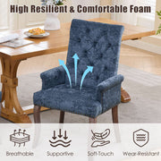 Tufted Dining Chair with Nailhead Trim & Curved Wood Legs