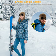 Unisex Knit Beanie Hat with Goggle Chunky Winter Warm Hat Skull Cap 4 Colors
