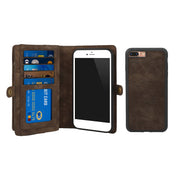 Phone Wallet Case For iPhone 8 Plus Portable Wallet Case 2 in 1 Leather Zipper Magnetic Detachable 15 Card Slots Money Pocket Clutch Cover W/ID Widows