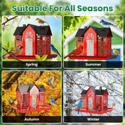 Barn Bird Feeder with Lift Top Lid and Viewing Window