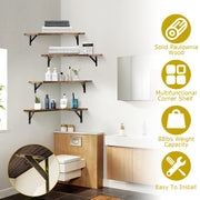 4Packs Corner Floating Shelf Wall Mount Display Storage Shelf Organizer Wood Metal Bedroom Living Room DŽcor