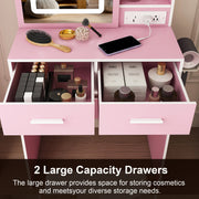 Vanity Desk Set with LED Lighted Mirror & Padded Stool