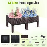 Outdoor Raised Garden Bed with Legs Elevated Planter Box with Self-watering System for Garden Patio Balcony Vegetables Flowers Herbs PP Plastic Box Ea