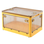 31QT/29L Foldable Storage Bins with Lid 4 Doors Collapsible Stackable Closet Organizer Containers with Lock 4Pcs Wheels