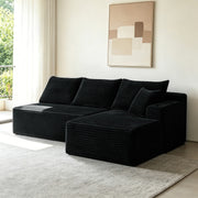 96" L-Shaped Sectional Sofa with Chaise in Plush Corduroy