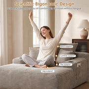 Convertible Chaise Lounge Sleeper Sofa with Cup Holders & Pillows