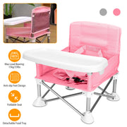 Travel Booster Seat Portable Baby Booster Chair w/ Detachable Tray Foldable Baby Chair Seat For Dining Camping Park Beach w/ Carry Bag