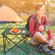 1Pc Foldable Camping Table Portable Picnic Table Lightweight Travel Desk with 2 Cup Holders Carrying Bag
