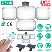 2 Pack Solar Powered Wall Lights IP44 Waterproof Motion Sensor Lamps with Separate Solar Panel 4 Adjustable Heads 333Pcs Beads 120¡ Sensing Angle Remo