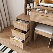 Vanity Desk Set with Lighted Mirror, 4 Drawers & Stool