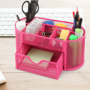 Metal Mesh Pencil Holders Desk Organizer w/9 Compartment Pen Holder Storage