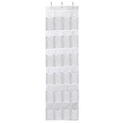 Over the Door Shoes Rack 24-Pocket Crystal Clear Organizer 6-Layer Hanging Storage Shelf for Shoes Slippers Small Toys Closet Cabinet