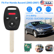 Fit For Honda Accord 2003-2007 Remote Keyless Entry Shell Button Car Key Fob Uncut Key Cover Case OUCG8D-380H-A FCCID 313.8MHz Frequency