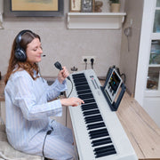 Folding Piano Keyboard 88 Keys Rechargeable Full Size Semi Weighted Piano Digital ElectronicÊPiano with LCD Screen Carry Bag Mic Sheet Music Stand Sti