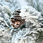 2FT Pre-Lit Flocked Christmas Tree with Pot & Pine Cones
