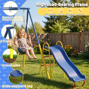 3 in 1 Swing Set with Slide for Backyard, Outdoor Playground Set with 33 Inch Saucer Swing, Belt Swing and Kids Slide, H