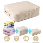 Large Foldable Storage Bag For Comforter Quilt Blanket Clothes Pillows Beddings Self Compression Organizer For Duvet Closet Storage Containers With Du