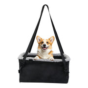 Small Dog Car Seat with Harness Center Console Pet Booster Seat Travel Car Seat with Side Pocket Cotton Velvet Cushion for Dogs Cats Up to 9LBS