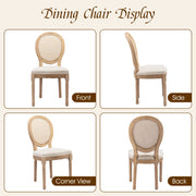 French Oval Rattan Back Dining Chairs Set of 2 - Solid Wood