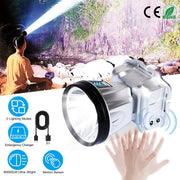 Rechargeable Headlamp High Power Headlight Torch Flashlight with Motion Sensor 3 Light Modes for Fishing Running Camping Hiking