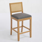 Solid Rubberwood Rattan Back Counter Stools Set of 2