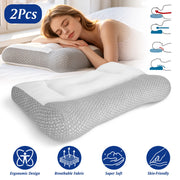Ergonomic Bed Pillow with Dual Height Design & Breathable Mesh