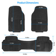 3Pcs Automotive Floor Mats Set Front Rear PVC Rubber Floor Mats Heavy Duty Drive Vehicle Car Mats with Trimmable Design Fit Most Cars SUVs Trucks