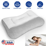 Ergonomic Bed Pillow with Dual Height Design & Breathable Mesh