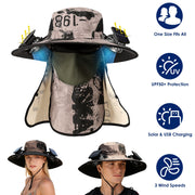 Solar Fan Hat with UPF50+ Sun Protection and Neck Flap