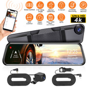 4K Car DVR 12in Dash Cam Camcorder Camera Recorder with 170¡ Angle Loop Recording Motion Detection Night Vision Voice Control APP Control G-sensor