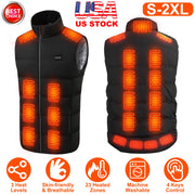Heated Vest Men Women's Heated Jacket with 23 Heating Zones 3 Heat Levels USB Powered Machine Washable for Winter Hiking Skiing Skating Outdoor Activiti