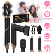 5 In 1 Hot Air Styler Straightener Curler Dryer Automatic Wrap Styler Hair Dryer Brush Set with 3 Temp Settings ALCI Plug Glove Cable Tie 2 Alligator